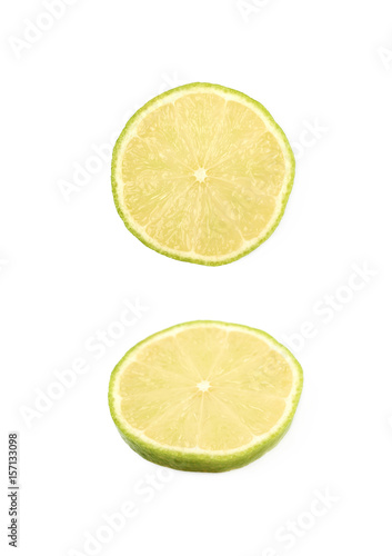 Single slice of a lime fruit