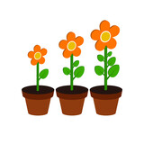 Plant growth stages symbol. Flat Isometric Icon or Logo. 3D Style Pictogram for Web Design, UI, Mobile App, Infographic.