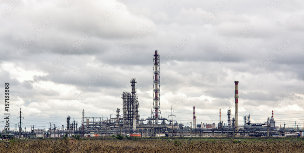 oil refinery on the dark sky background