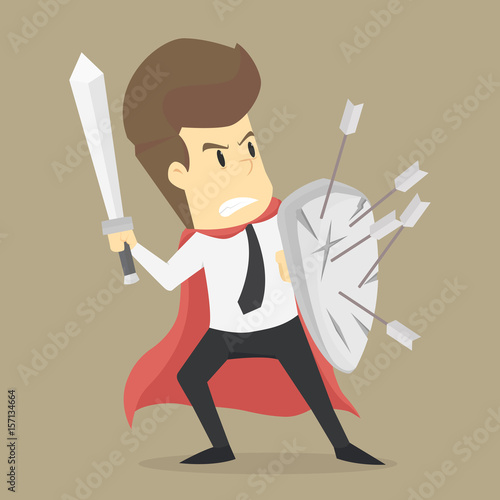 A businessman fighting with the problem