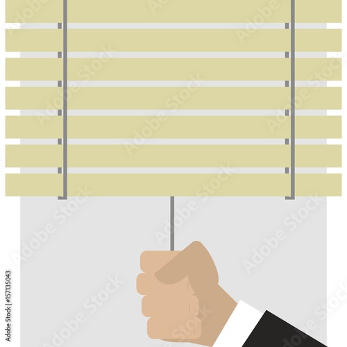 Hand closes blinds