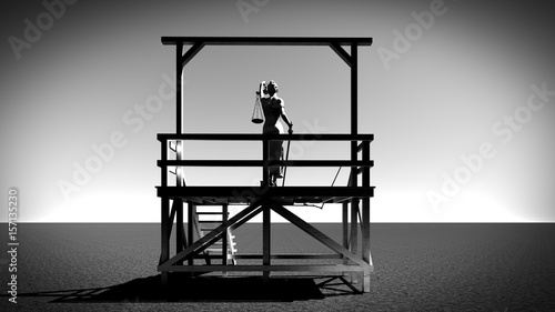 Canvastavla Lady of justice on gallows 3d rendering