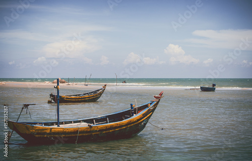 blue sky and fishing boats