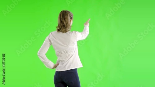 caucasian woman greenscreen cut out business casual