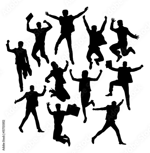 Happy Jumping Business Activity Silhouettes, art vector design