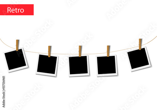 photo frames attached to rope