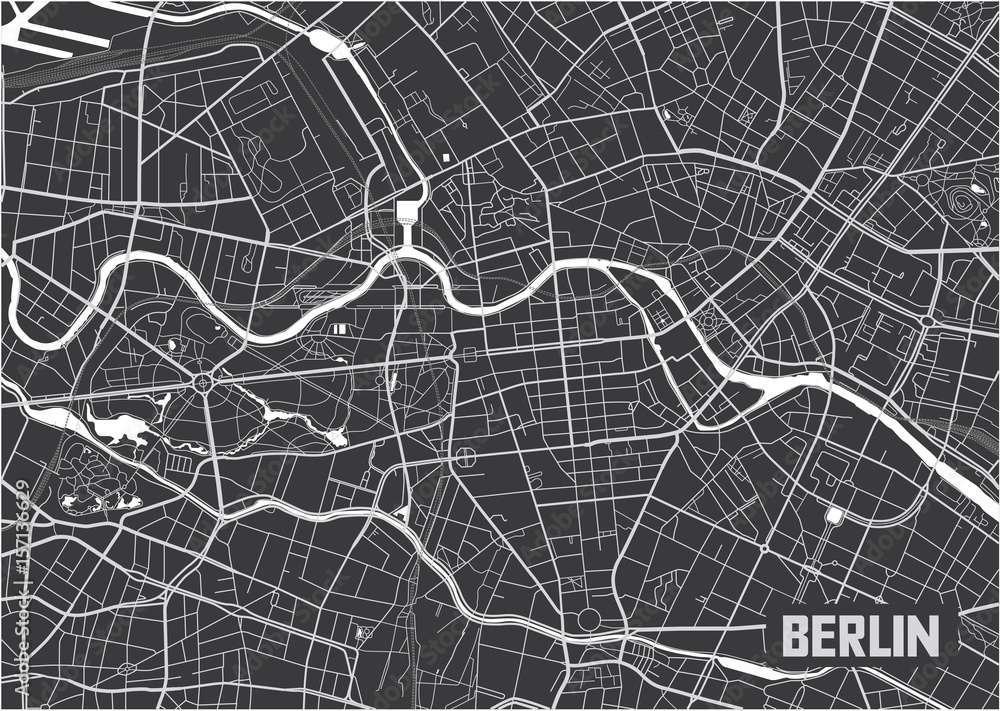 Fototapeta premium Minimalistyczny projekt plakatu przedstawiający mapę miasta Berlina.
