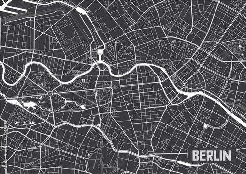 Minimalistic Berlin city map poster design.