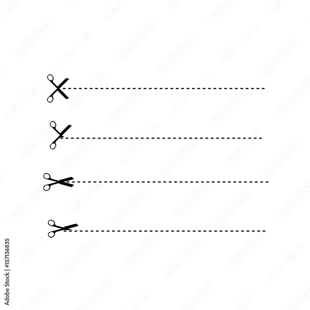 Scissors with cut lines Scissors with cut lines