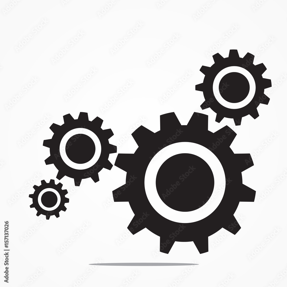 Three grey gear wheels on white background. Three grey gear wheels on white background.