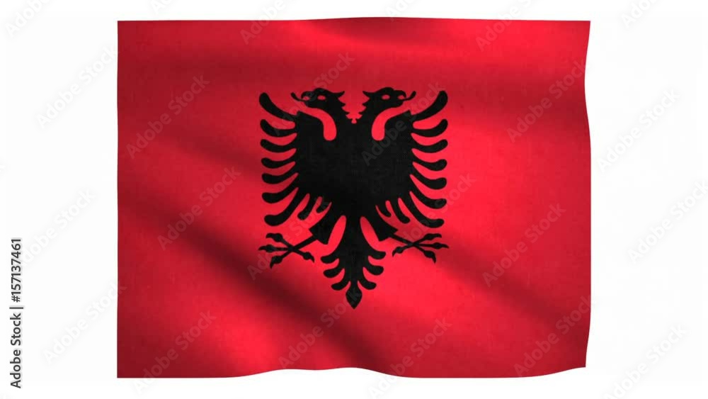 Flag of Albania waving on white background Flag of Albania waving on white background