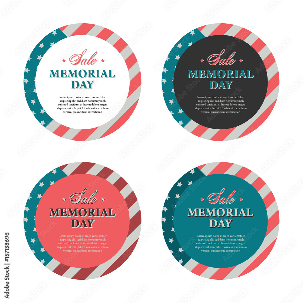 Obraz premium Memorial day banners and stickers