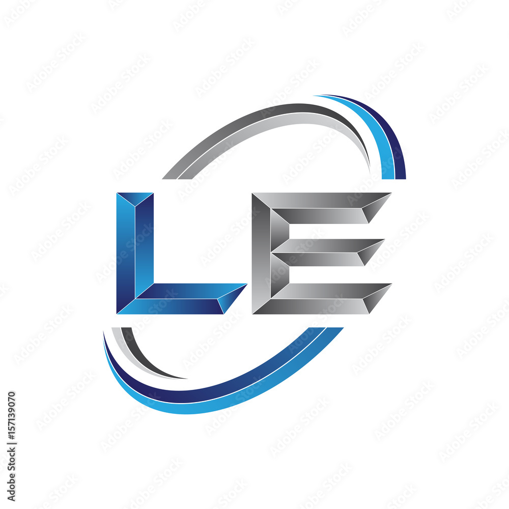 Simple initial letter logo modern swoosh LE - obrazy, fototapety, plakaty 