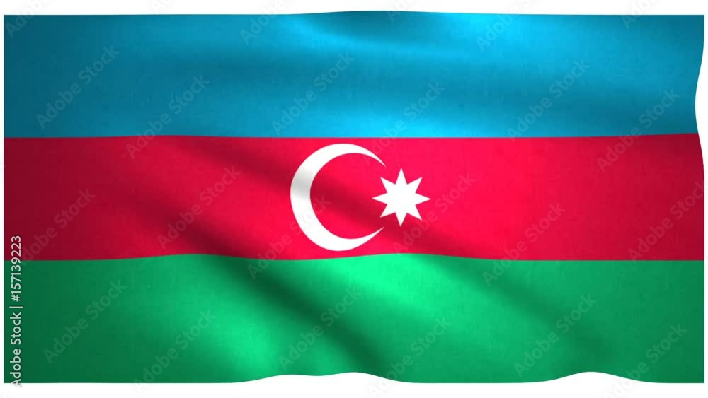 Flag of Azerbaijan waving on white background Flag of Azerbaijan waving on white background