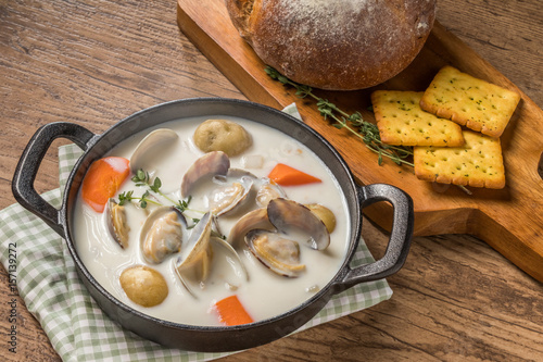 Plakat w ramie クラムチャウダー ボストン風 clam chowder