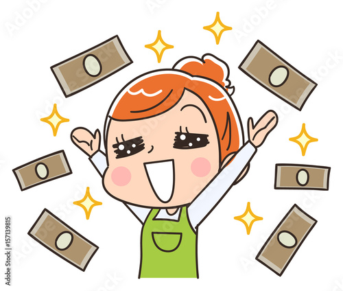 お金と女性のイラスト