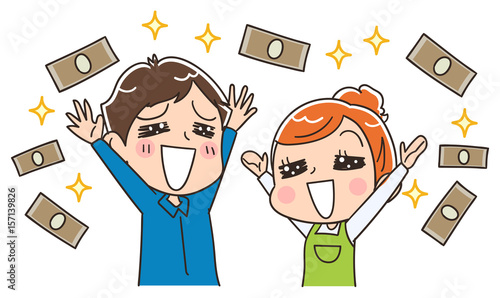 お金と夫婦のイラスト