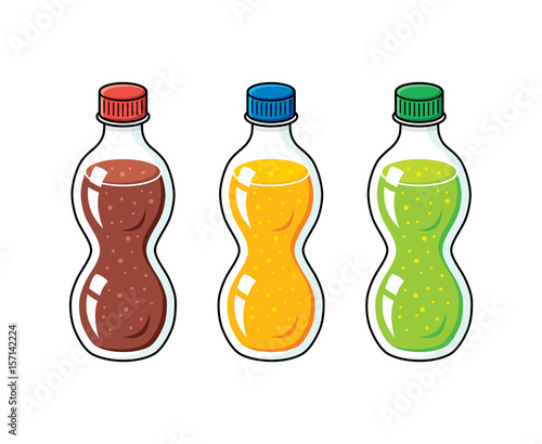 Cola and soda soft drink bottles isolated.
