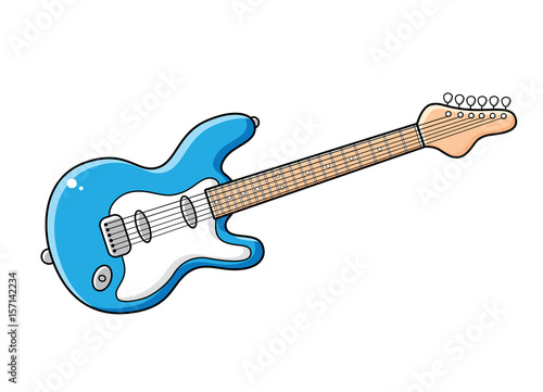 Blue electric guitar vector isolated.

