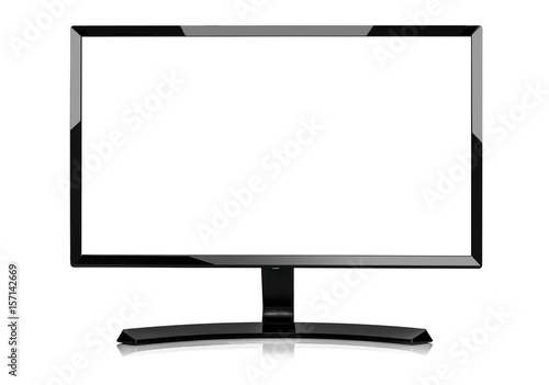 Computer monitor or tv set. Isolated on white background.