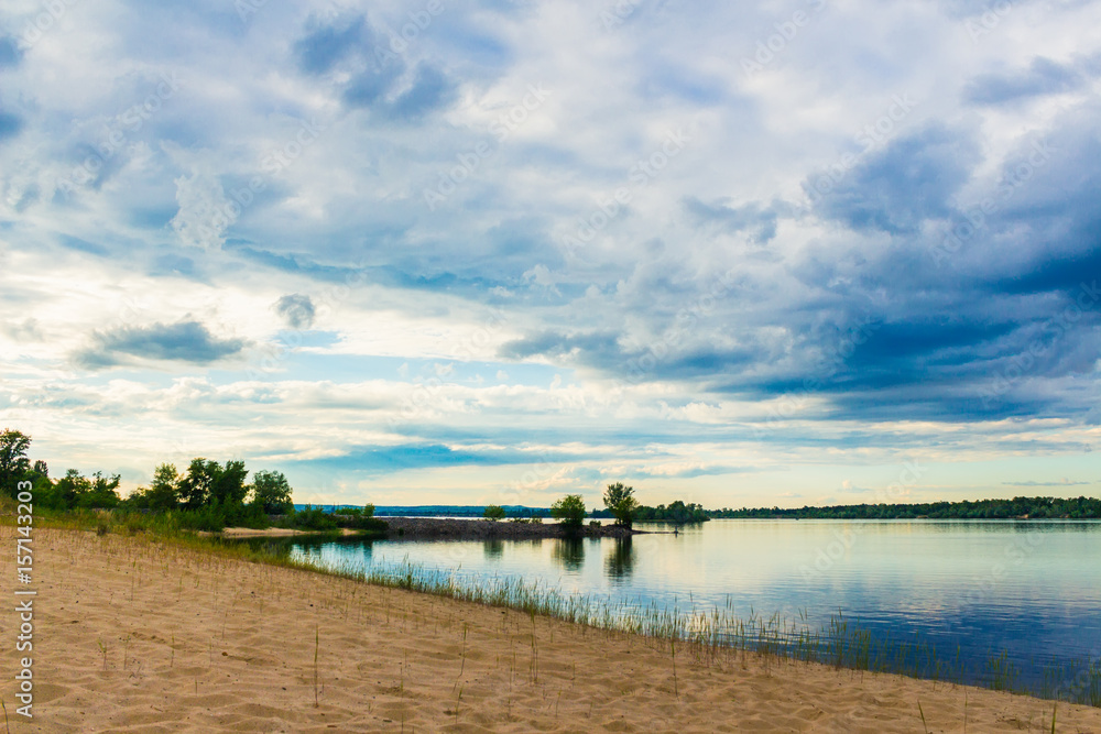 Sand beach along the Dnieper river.