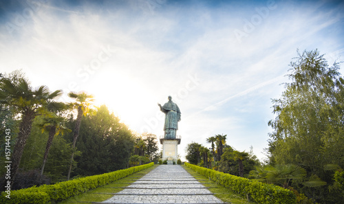 Tableau sur toile San Carlo Borromeo or Sancarlone Colossus famous statue in Arona village on the