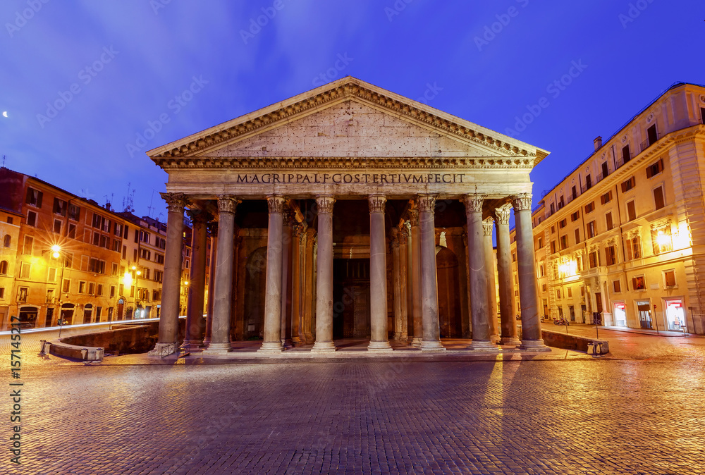 Rome. Pantheon in the night illumination.