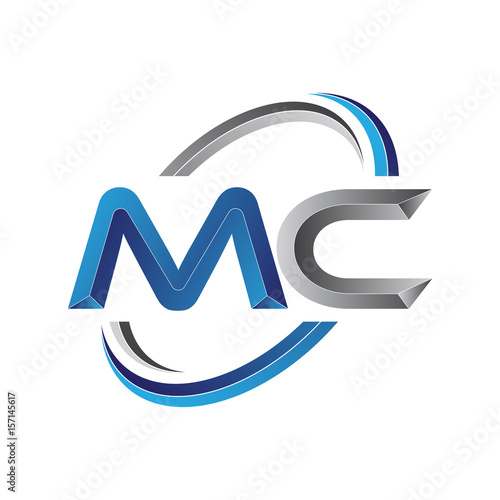 Simple initial letter logo modern swoosh MC
