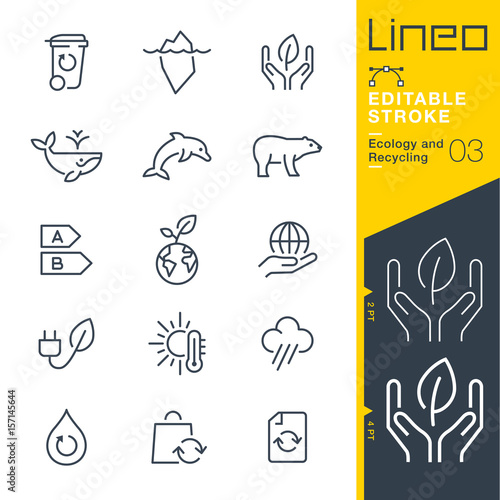 Lineo Editable Stroke - Ecology and Recycling line icons
Vector Icons - Adjust stroke weight - Expand to any size - Change to any colour