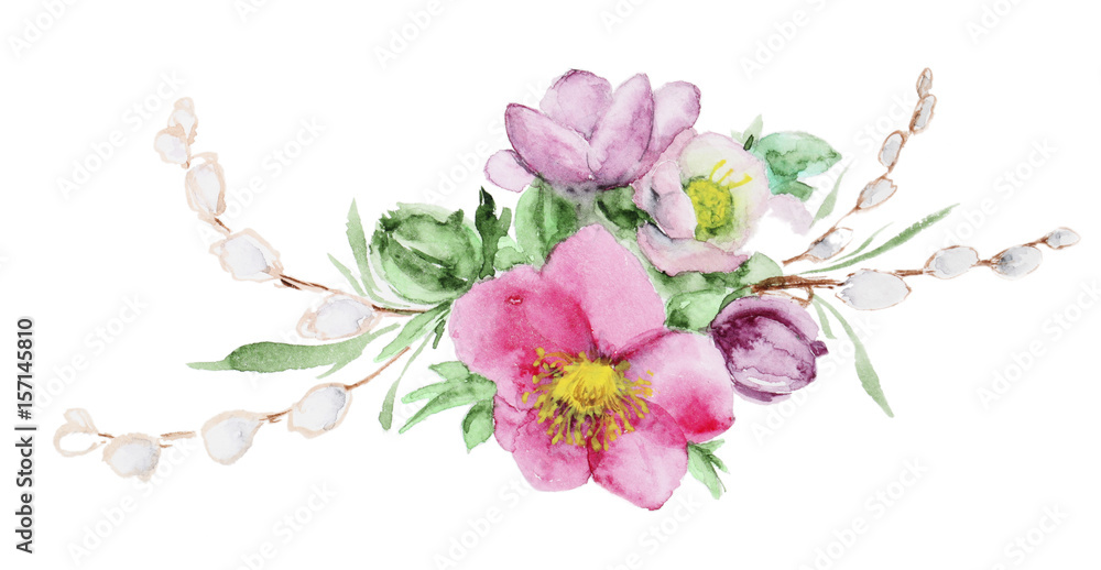 Bouquet of watercolor flowers