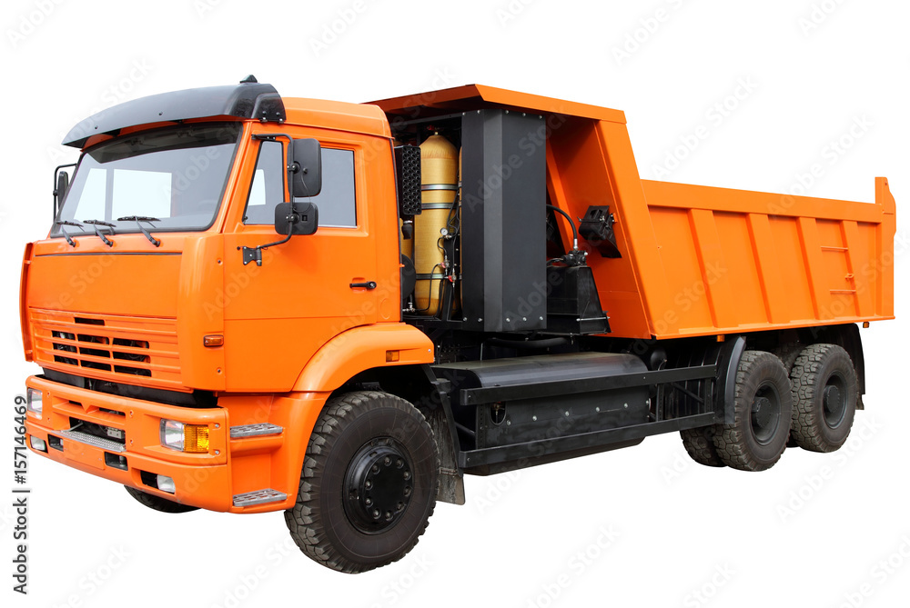The truck with the engine running on methane, isolated on white ...