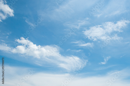 abstract white wispy clouds and blue sky in sunny day of summer season, beautiful nature background , relaxation and freedom concepts