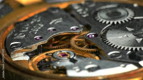 Wallpaper Mural Watch Mechanism / Clockwork / Time Keeping. Oscillating movement of an old mechanical wind up wristwatches. Macro close-up shot. Torontodigital.ca