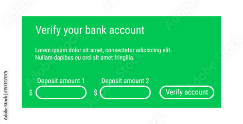 Bank account verification form / Account confirmation / Deposit verification