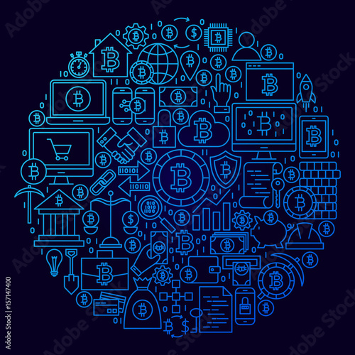 Bitcoin Line Icon Circle Concept