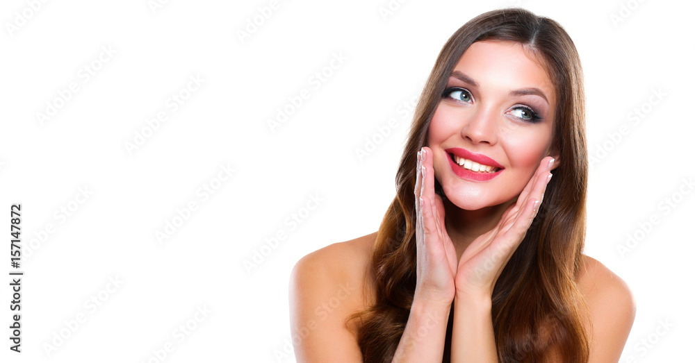 Portrait of beautiful young woman . Isolated on white background Portrait of beautiful young woman . Isolated on white background