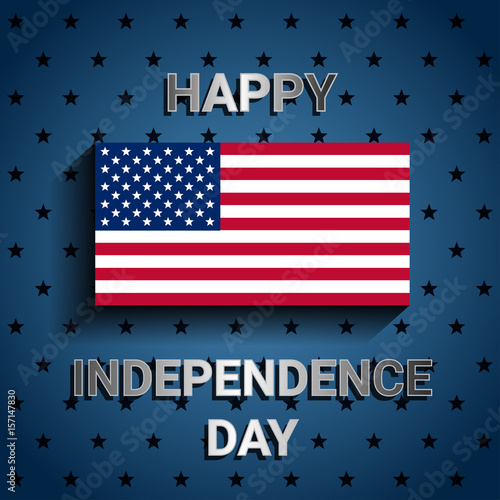 American Flag on blue background for Independence Day of USA