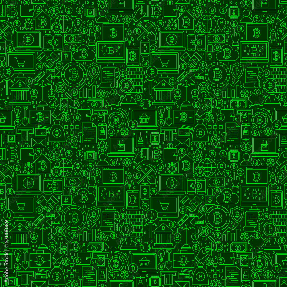 Green Line Bitcoin Seamless Pattern