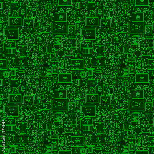 Green Line Bitcoin Seamless Pattern