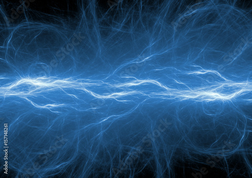 Blue lightning, abstract electric background