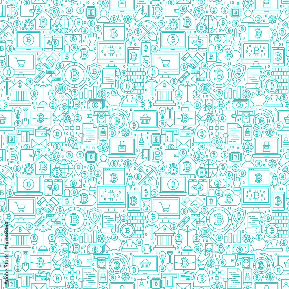Line Cryptocurrency White Seamless Pattern Line Cryptocurrency White Seamless Pattern
