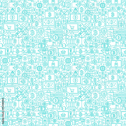 Line Cryptocurrency White Seamless Pattern