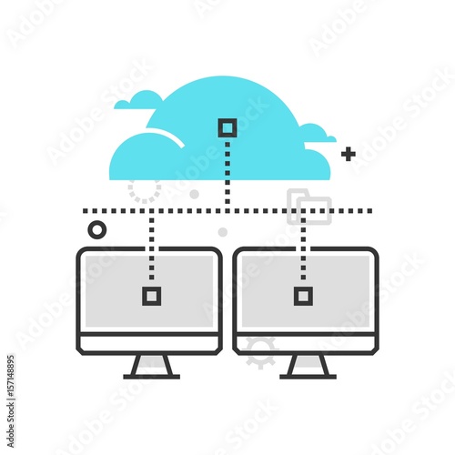Color box icon, cloud hosting illustration, icon