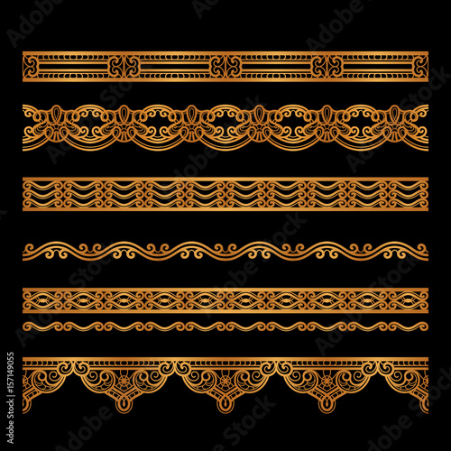 Set of gold border patterns
