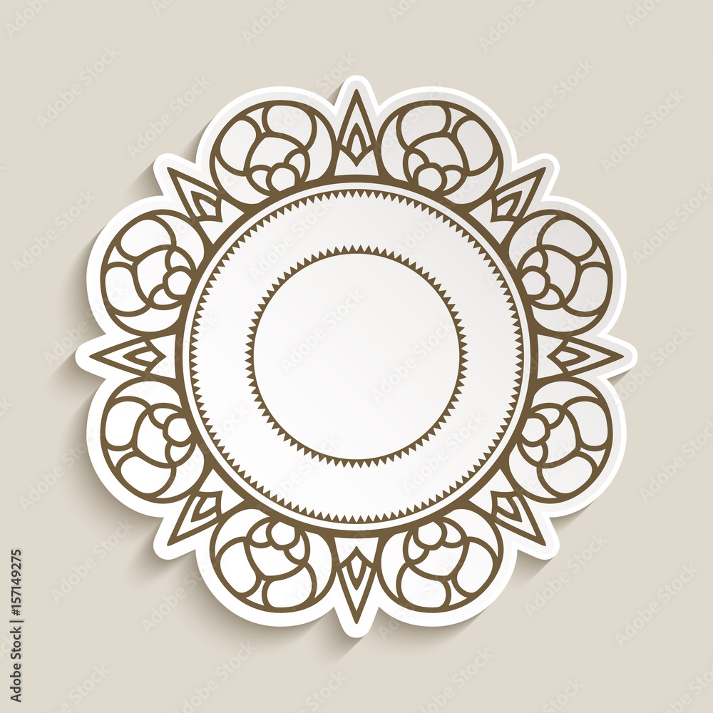 Сutout paper label with ornamental border Сutout paper label with ornamental border