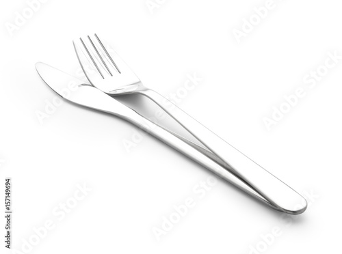knife and fork isolated on white