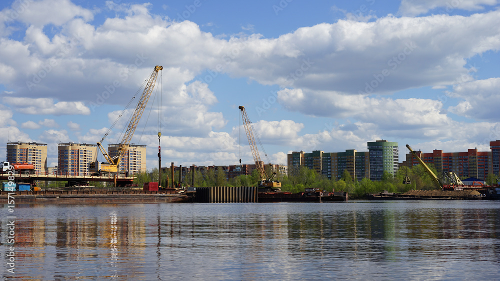 Naklejka premium Bridge construction