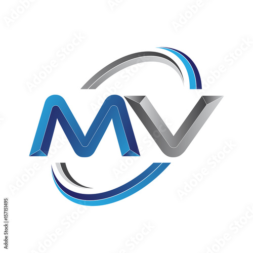 Simple initial letter logo modern swoosh MV