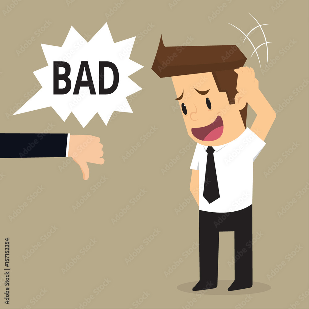 Sad businessman and many hands with thumbs down Sad businessman and many hands with thumbs down