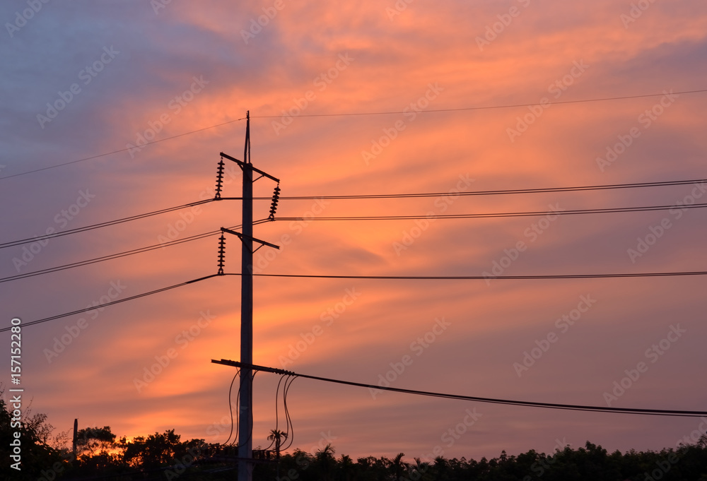 The electric pole set steady at Rayong Thailand